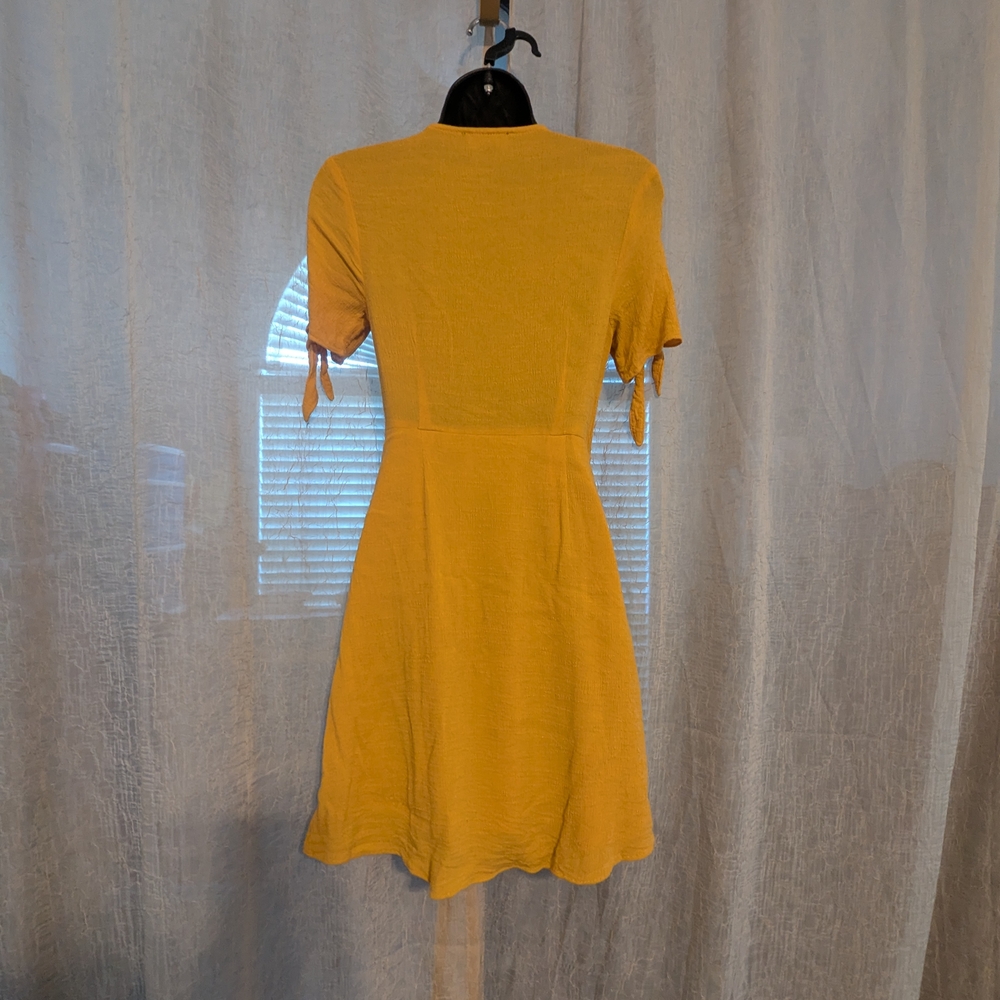 11. Lulu's Yellow Ruffled Tie Front Mini Dress - Picture 6 of 9